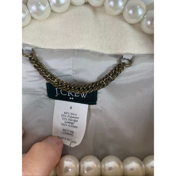 J. Crew Wool Coat Cream Color Double Breasted Size 4 - Picture 3 of 9